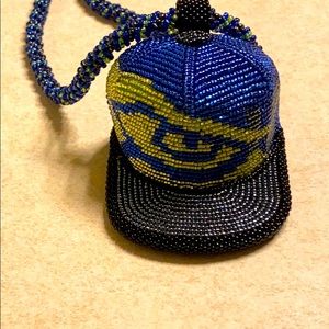 Seahawk medallion beaded necklace